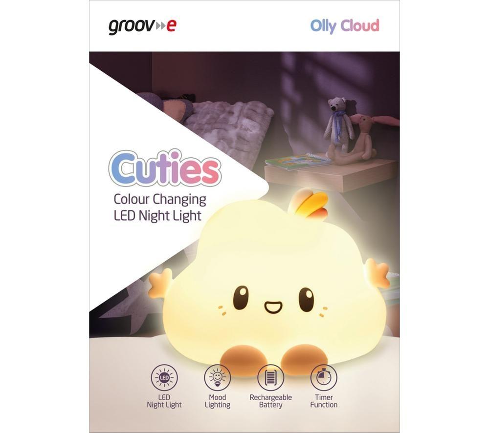 GROOV-E Cuties Olly Cloud Kids Multicolour Night Light - USB Powered image number 6 of 6