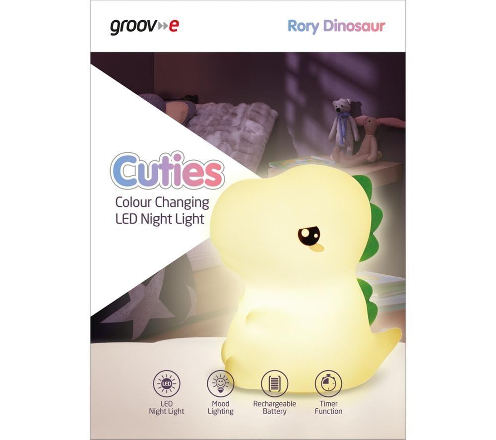 GROOV-E Cuties Rory Dinosaur Kids Multicolour Night Light - USB Powered image number 6 of 6