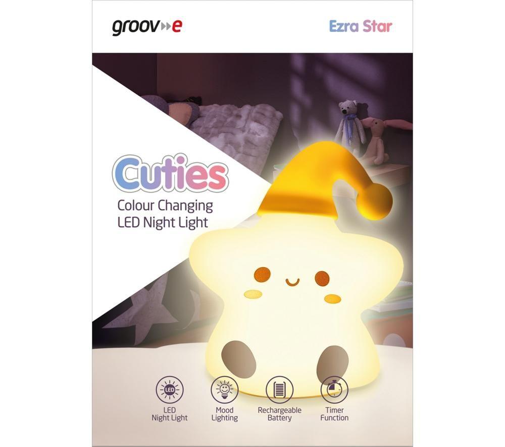 GROOV-E Cuties Ezra Star Kids Night Light - Multicolour image number 6 of 6