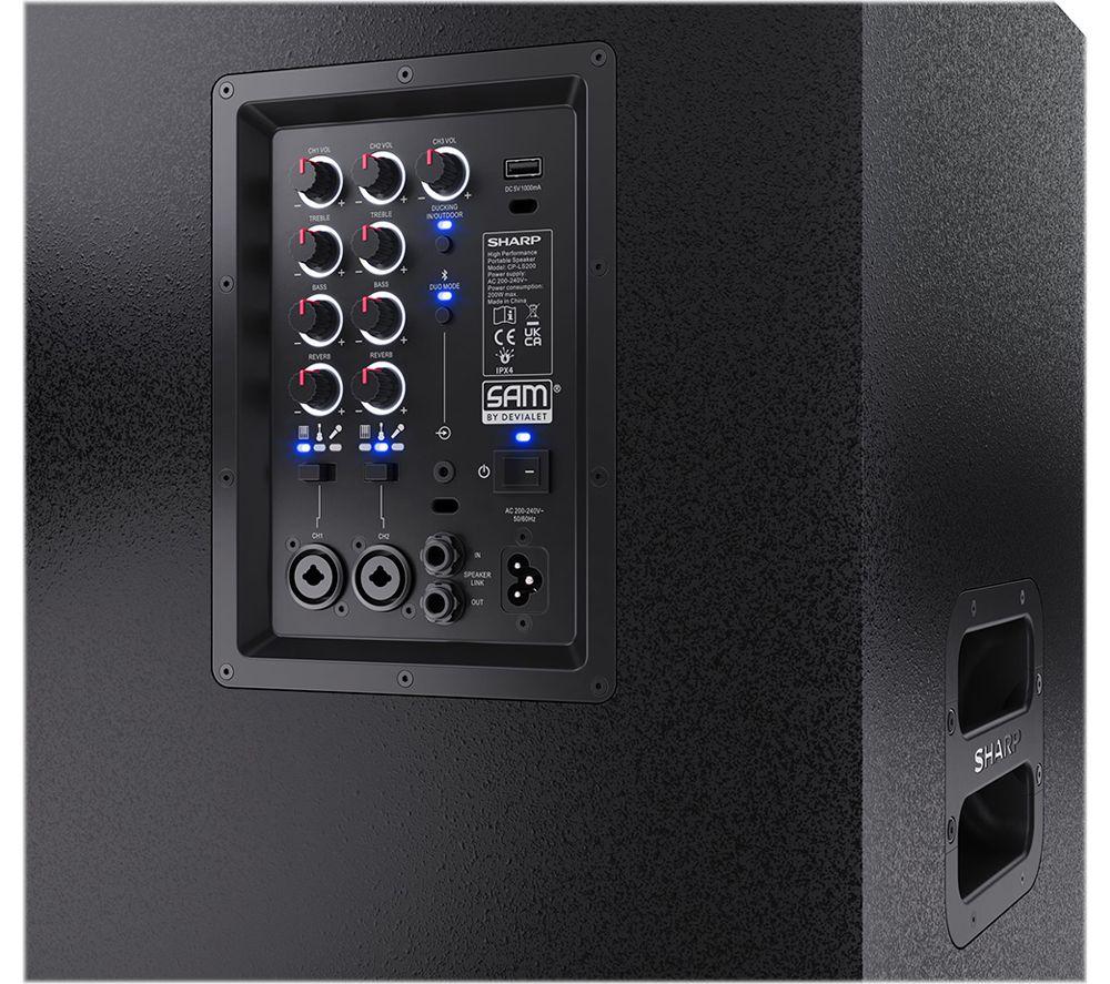 SHARP SumoBox PRO CP-LS200 Portable Bluetooth Megasound Party Speaker - Black image number 3 of 12