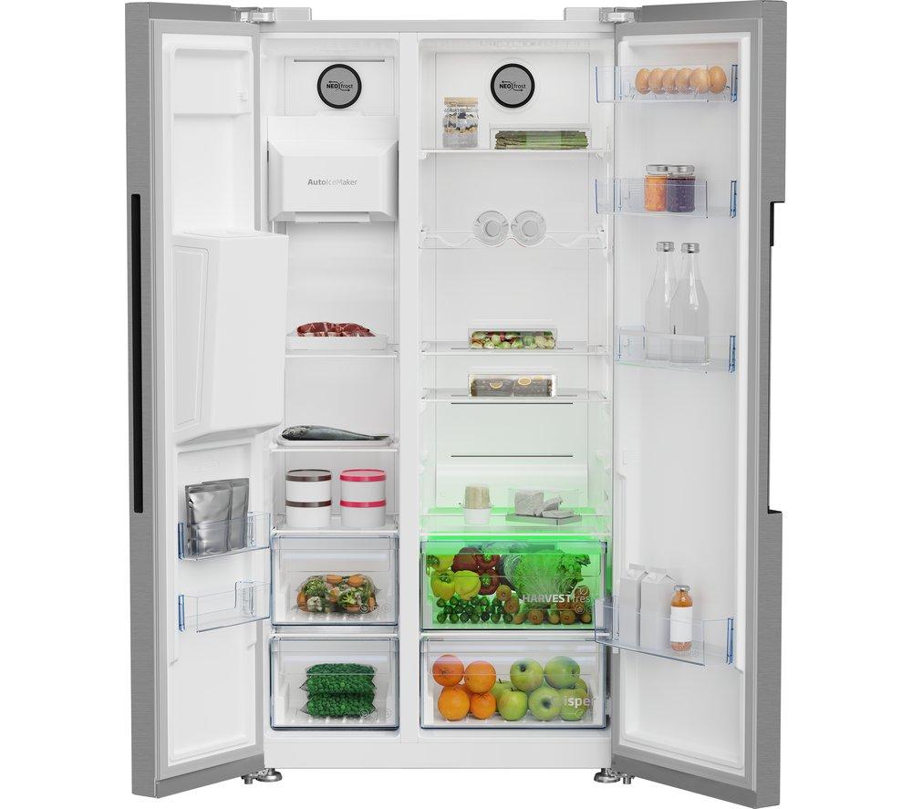 BEKO Pro HarvestFresh ASP342VPS American-Style Fridge Freezer - Stainless Steel image number 3 of 14
