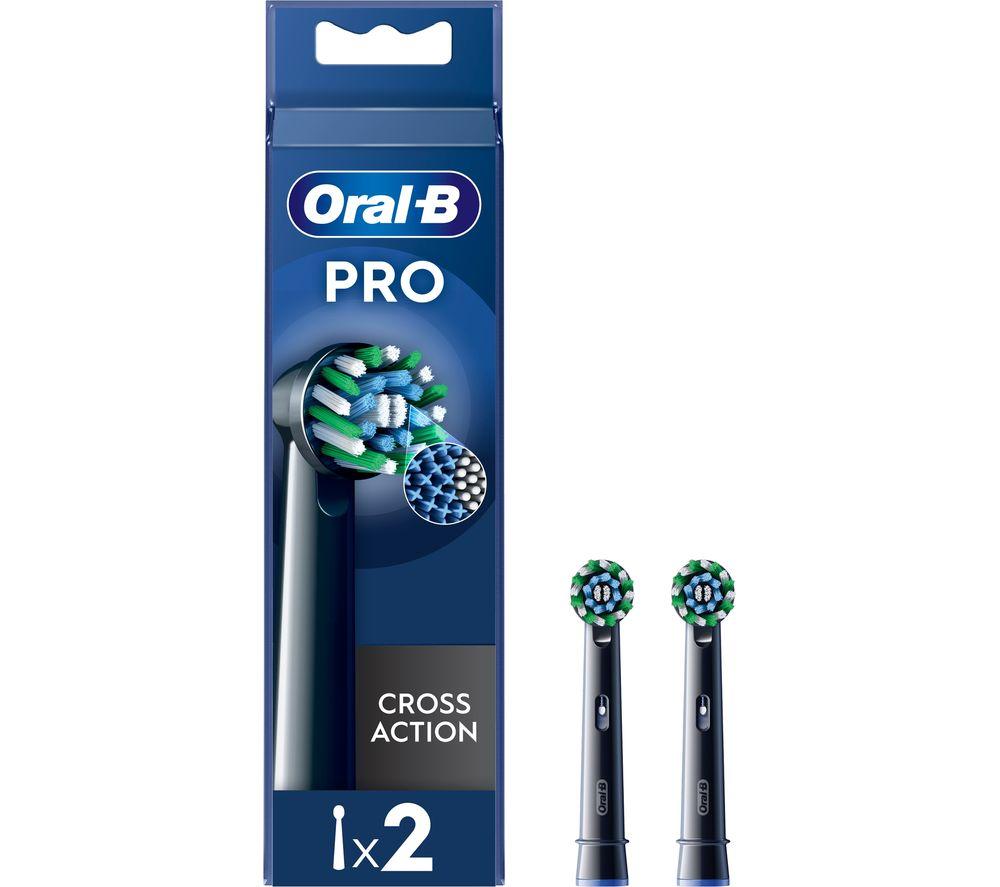 ORAL B CrossAction X-Filaments Replacement Toothbrush Head ? Pack of 2, Black, Black