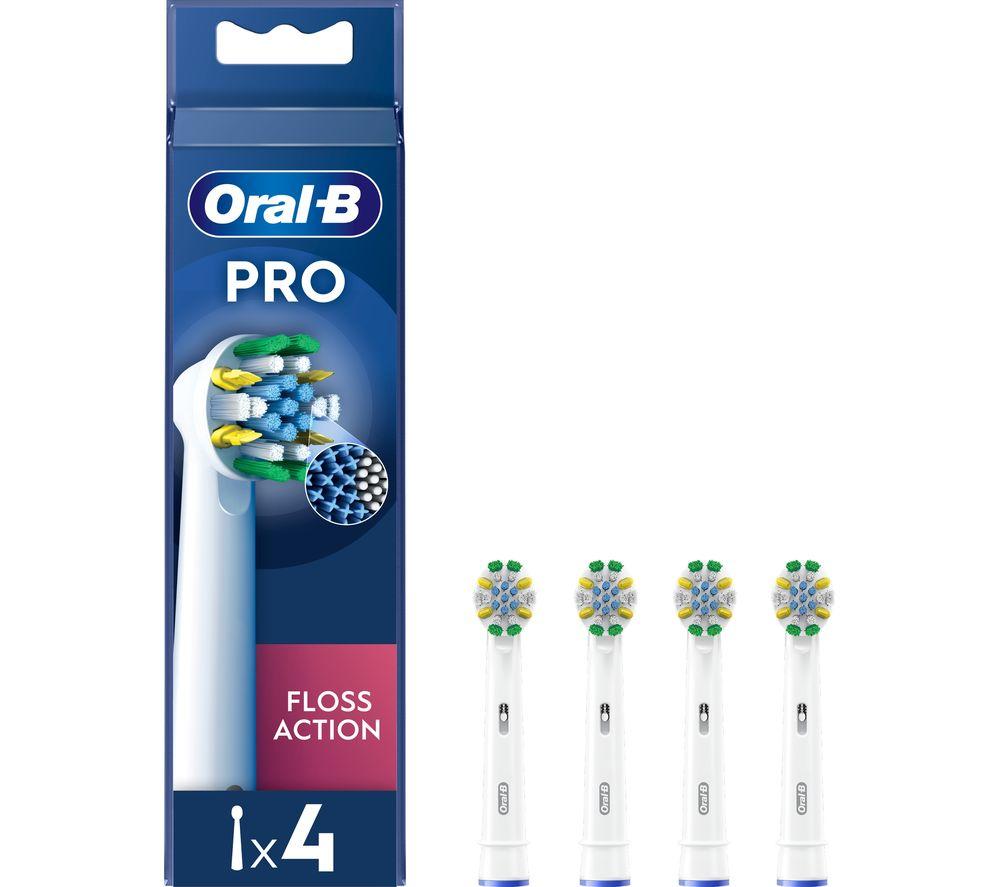 ORAL B Floss Action X-Filaments Power Replacement Toothbrush Head  Pack of 4, White