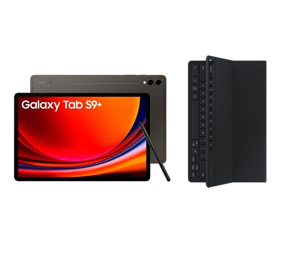 Samsung Galaxy Tab S9+ 12.4 Tablet (512 GB, Graphite) & Galaxy Tab S9+ Slim Book Cover Keyboard Cas