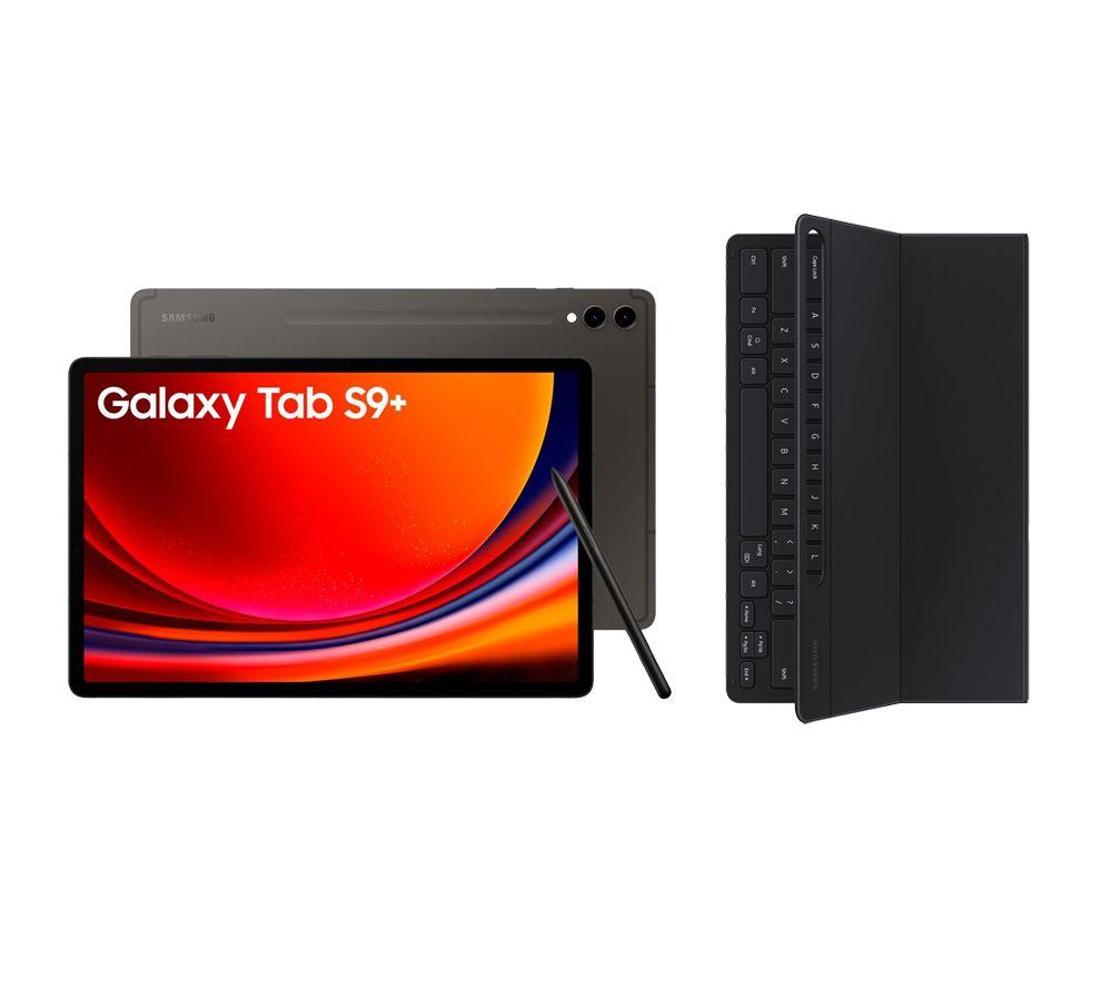Samsung Galaxy Tab S9+ 12.4 5G Tablet (512 GB, Graphite) & Galaxy Tab S9+ Slim Book Cover Keyboard 