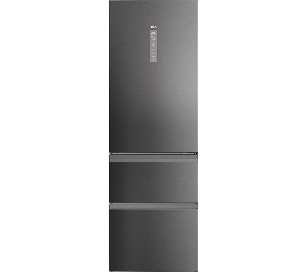 HAIER HTW5618ENMP Fridge Freezer - Platinum Inox, Silver/Grey