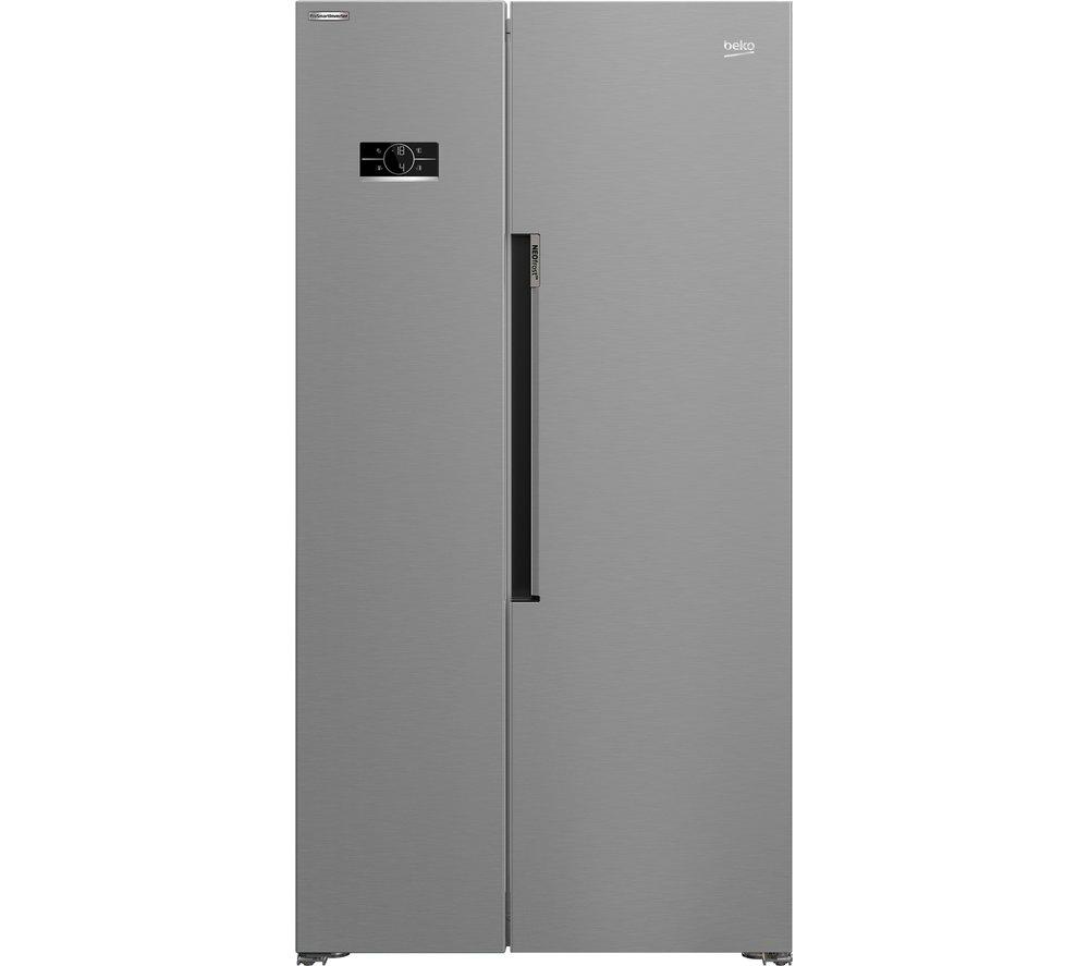 BEKO HarvestFresh ASL1442VPS American-Style Fridge Freezer - Stainless Steel, Stainless Steel