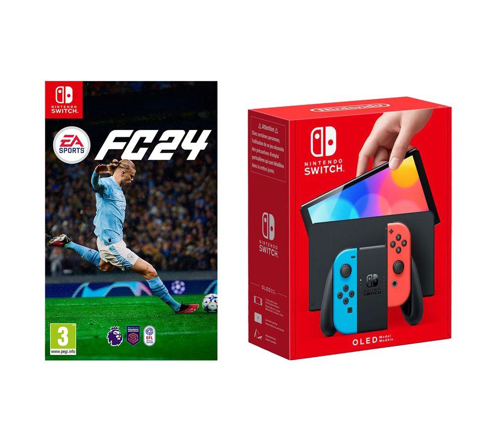 Buy NINTENDO Switch OLED (Red & Blue) & EA Sports FC 24 Bundle 