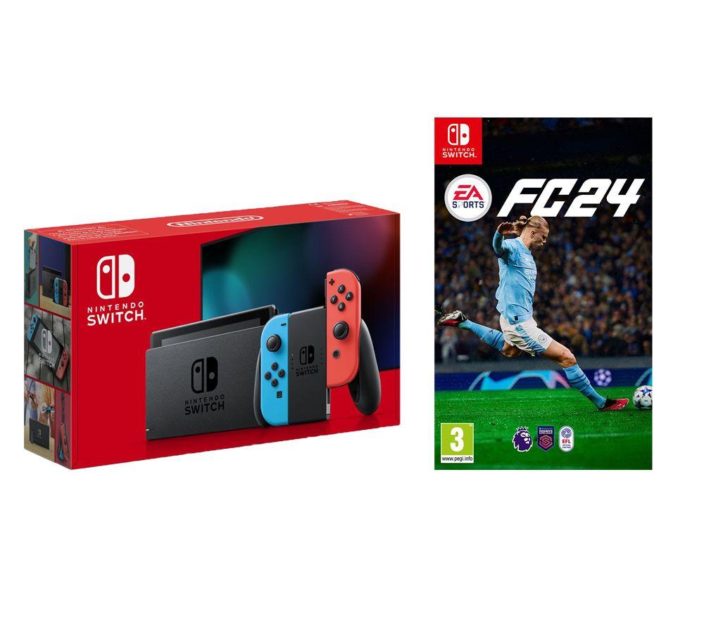 Nintendo Switch (Red & Blue) & EA Sports FC 24 Bundle, Red,Blue