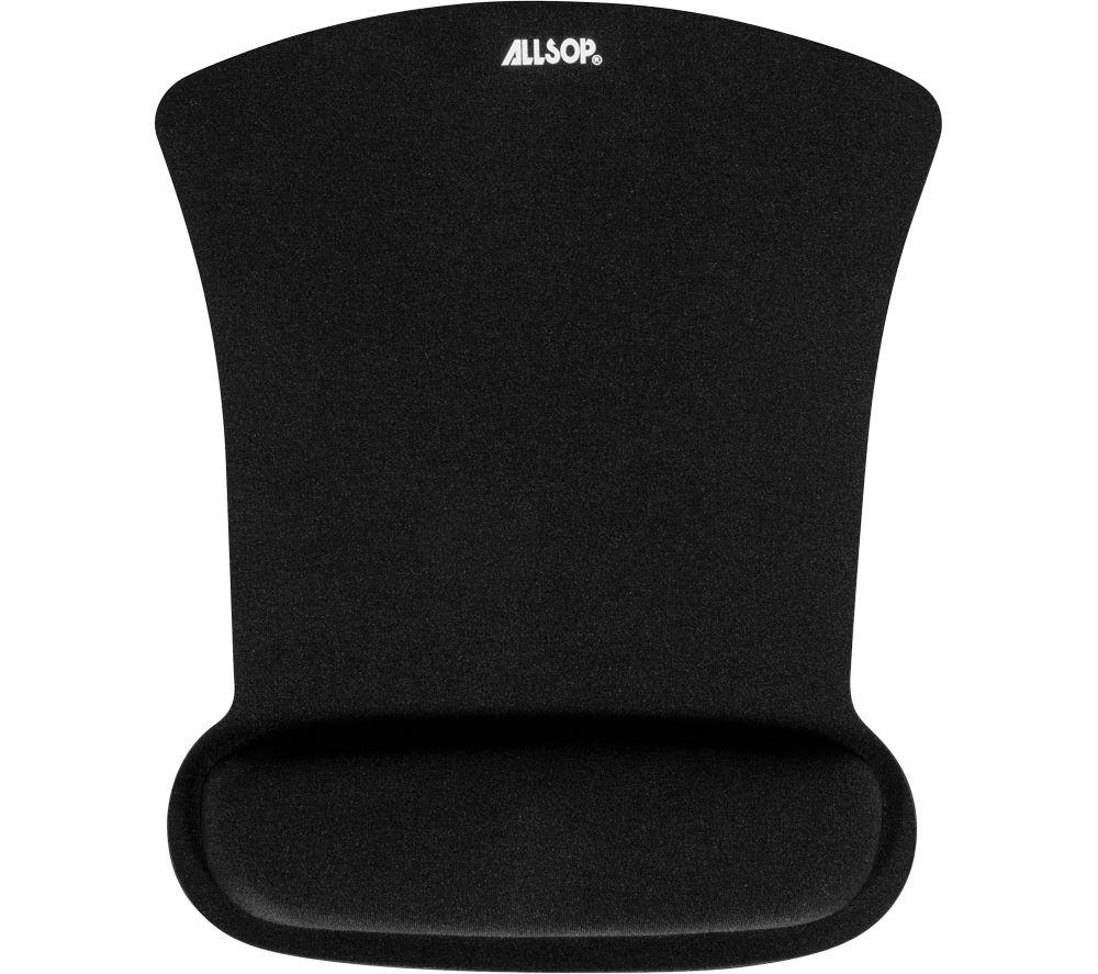 Allsop Mousepad with Square Gel Wrist Support And Non-Slip Backing - Black