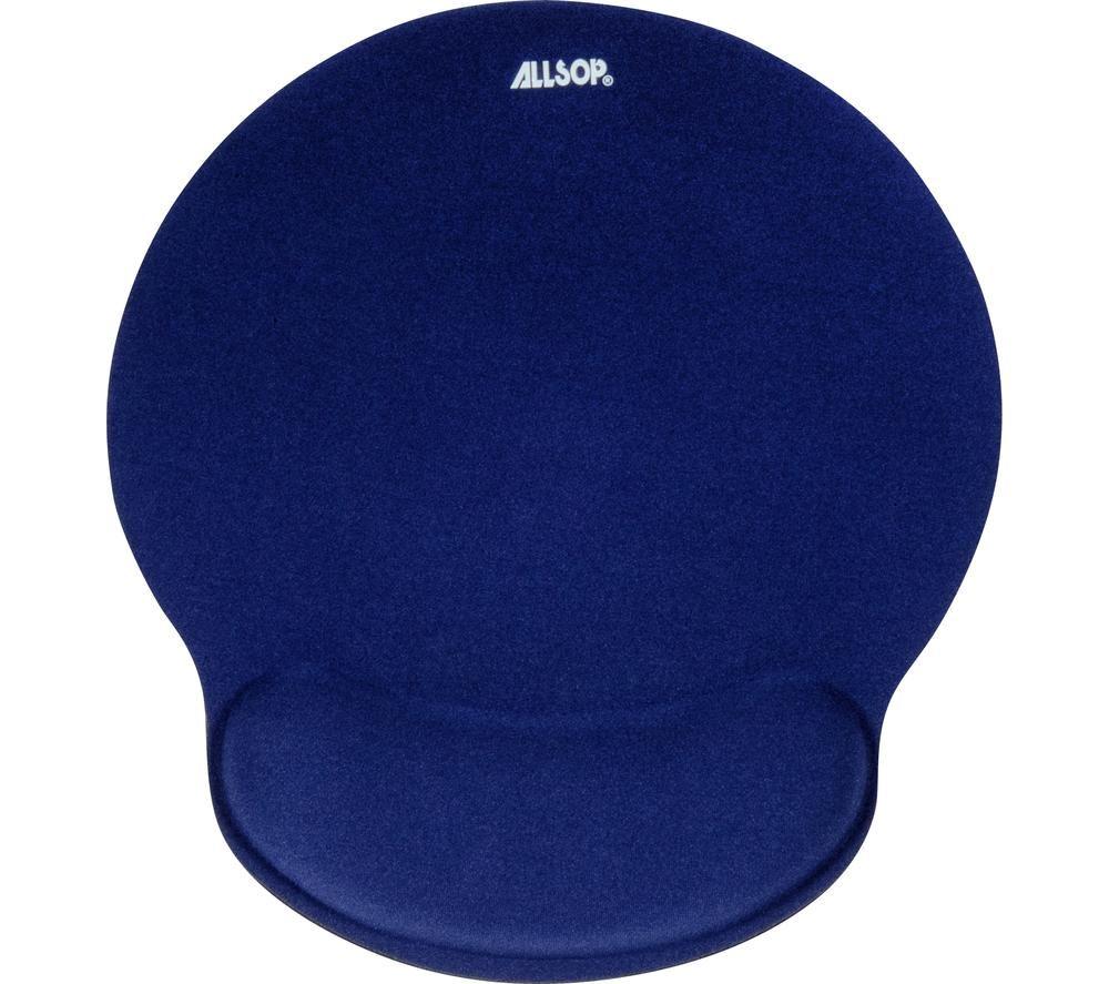 ALLSOP 30206 Memory Foam Mouse Pad With Built In Wrist Rest ErgonomicStress Relief (Blue)