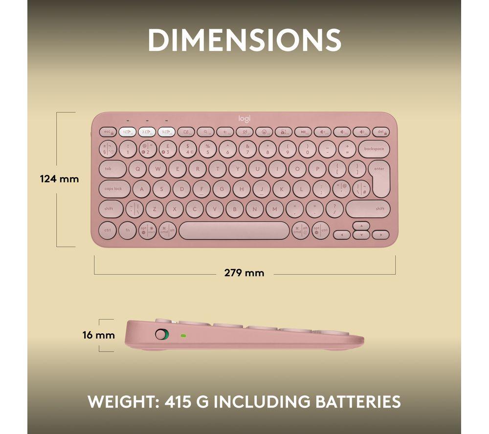 LOGITECH Pebble Keys 2 K380S Wireless Keyboard - Pink image number 9 of 11
