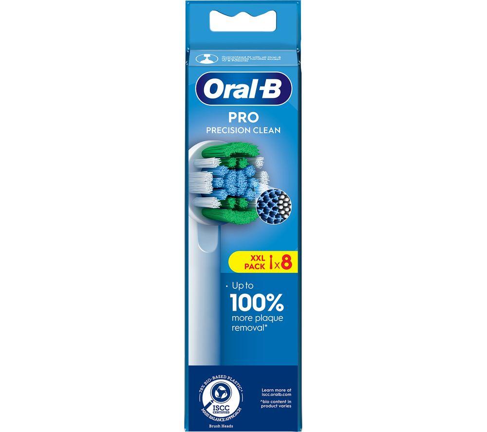 ORAL B Pro Precision Clean Replacement Toothbrush Head - Pack of 8, White