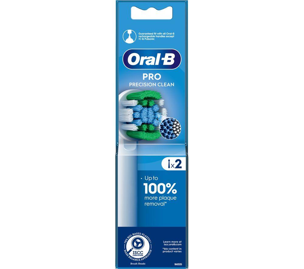 ORAL B Pro Precision Clean Replacement Toothbrush Head - Pack of 2, White