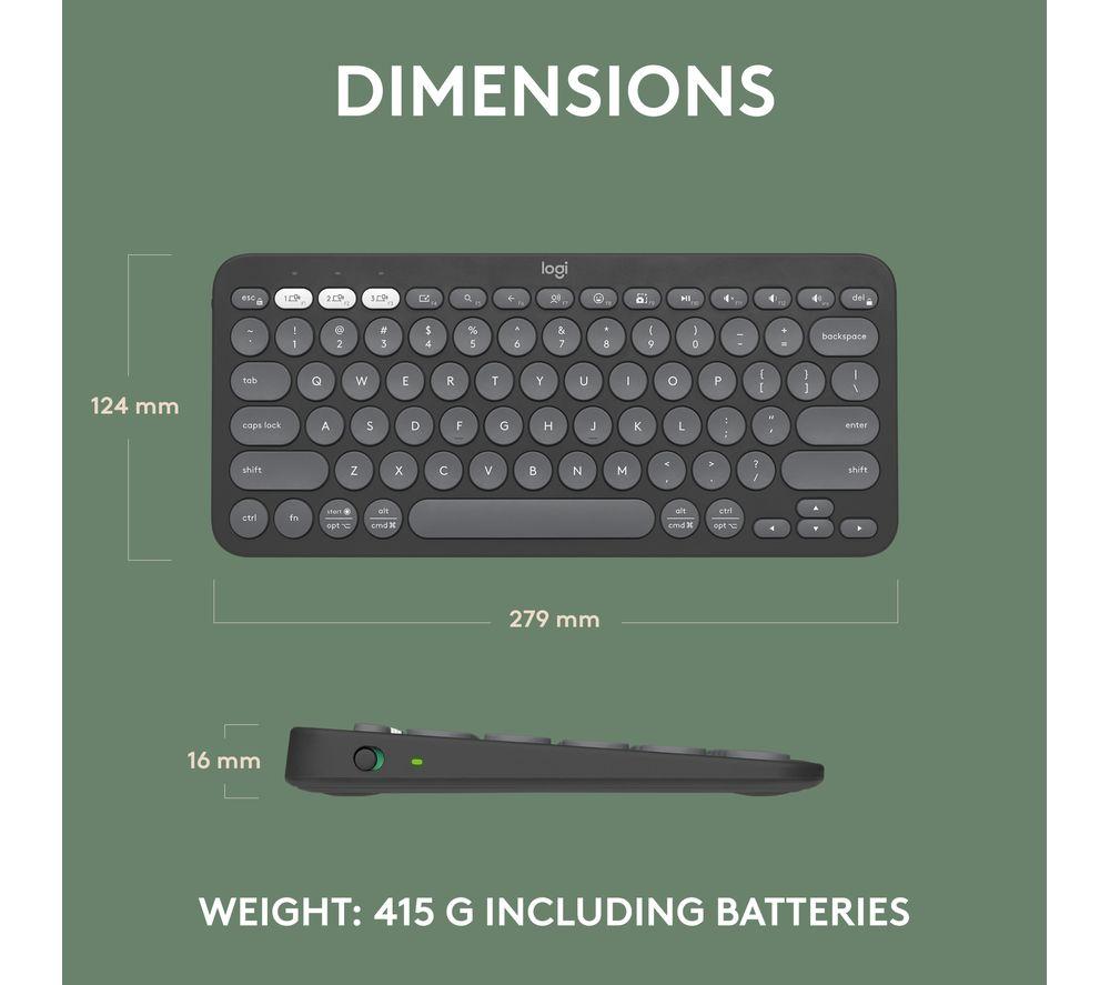 LOGITECH Pebble Keys 2 K380S Wireless Keyboard - Black image number 9 of 11