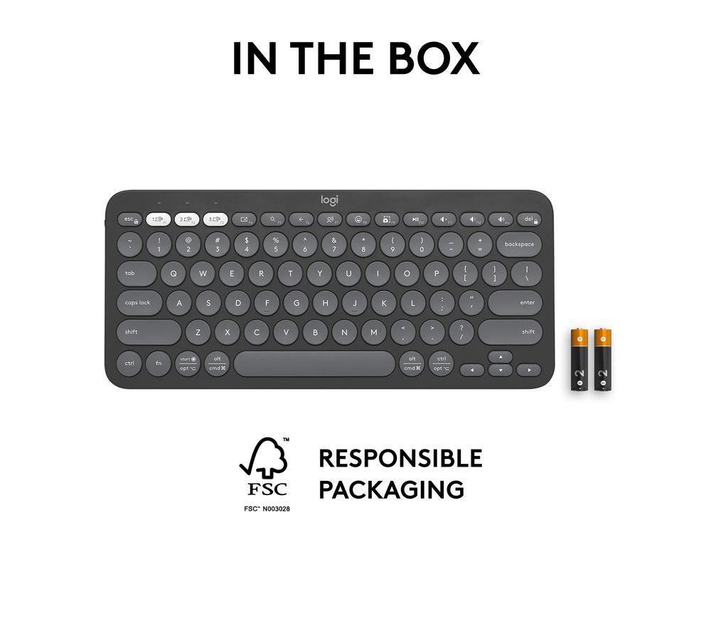 LOGITECH Pebble Keys 2 K380S Wireless Keyboard - Black image number 10 of 11