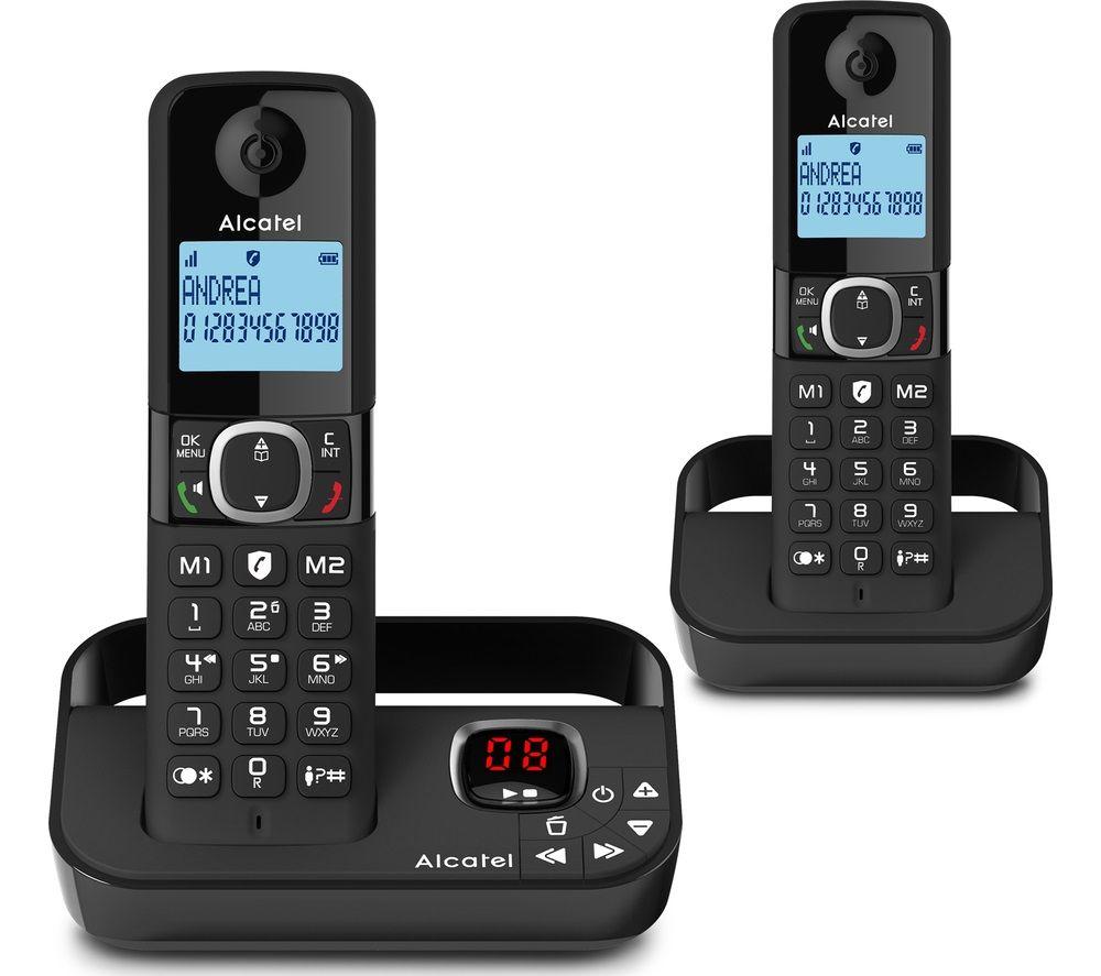 ALCATEL F860 Voice TAM ATL1423549 Cordless Phone - Twin Handsets, Black, Black