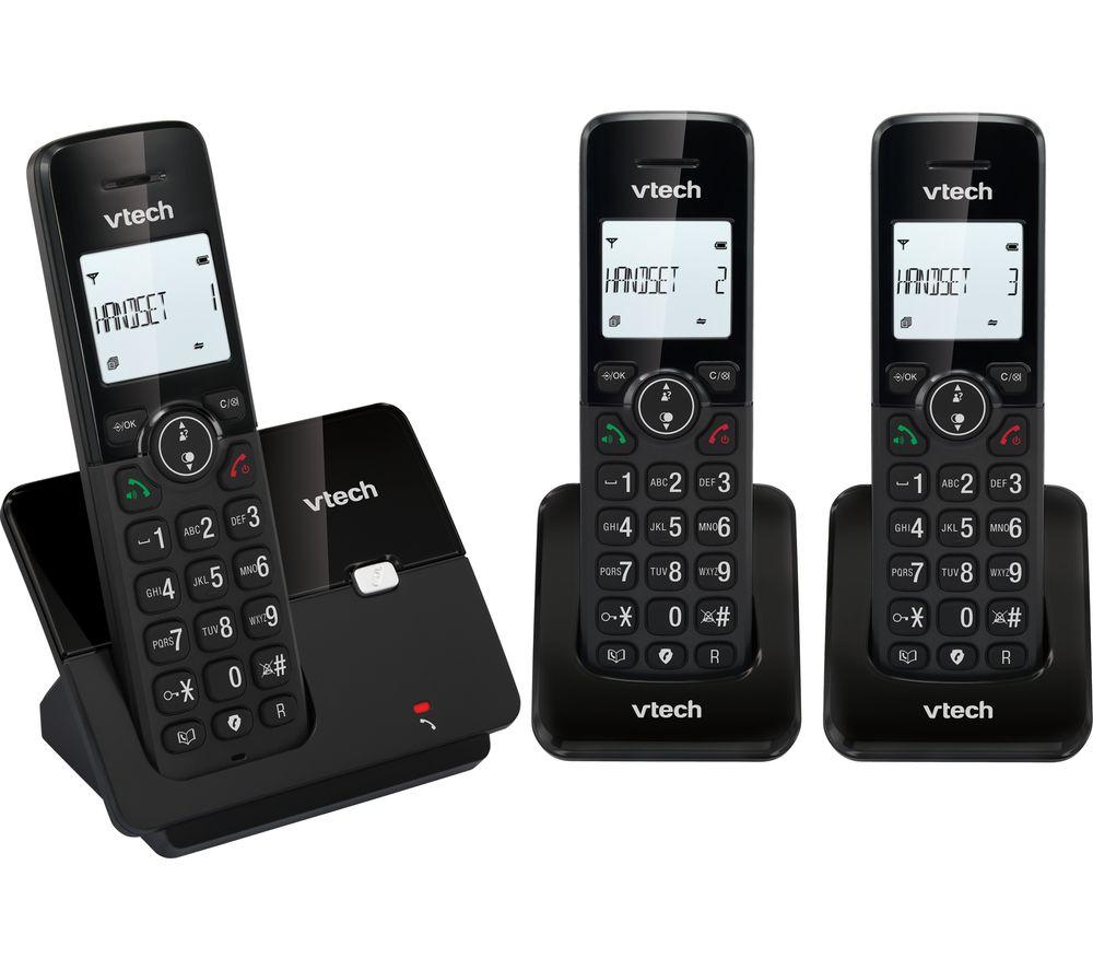 VTECH CS2002 Cordless Phone - Triple Handsets, Black, Black