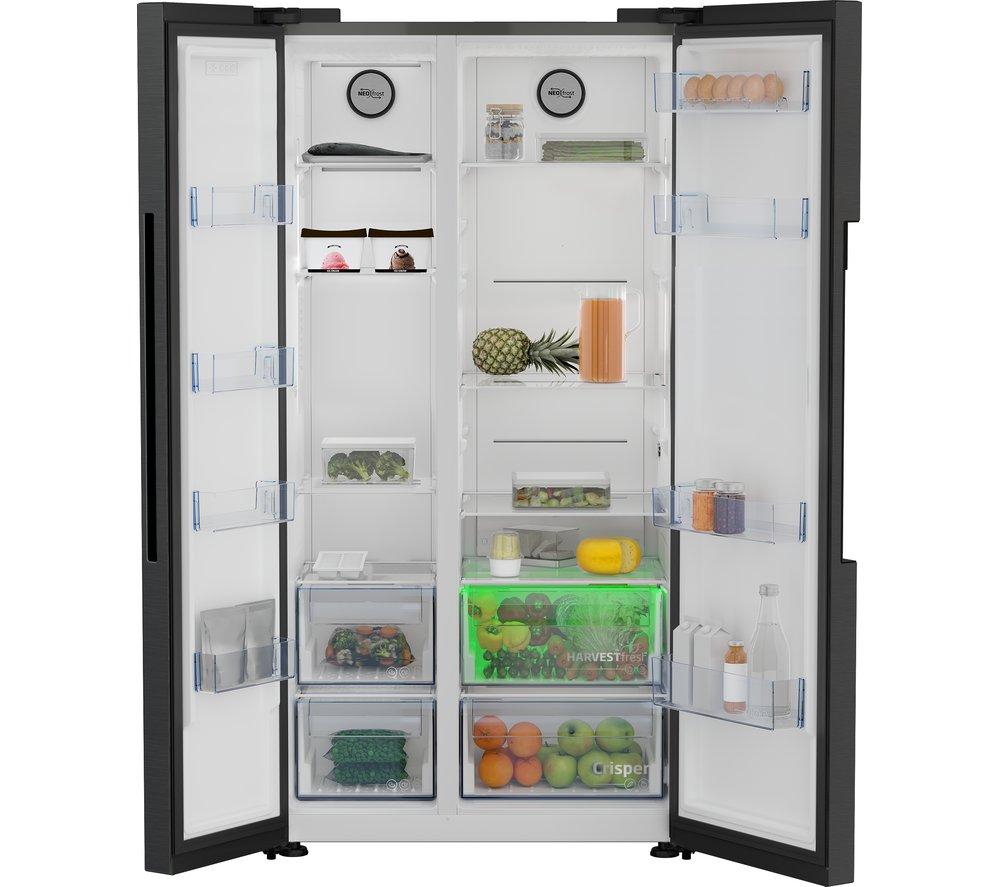 BEKO Pro HarvestFresh ASL1442VPZ American-Style Fridge Freezer - Black Steel image number 3 of 10
