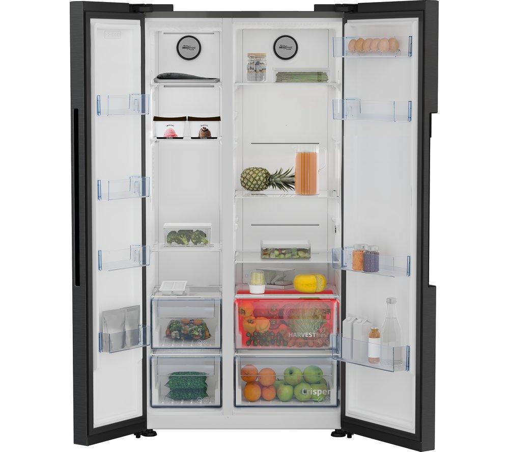 BEKO Pro HarvestFresh ASL1442VPZ American-Style Fridge Freezer - Black Steel image number 5 of 10