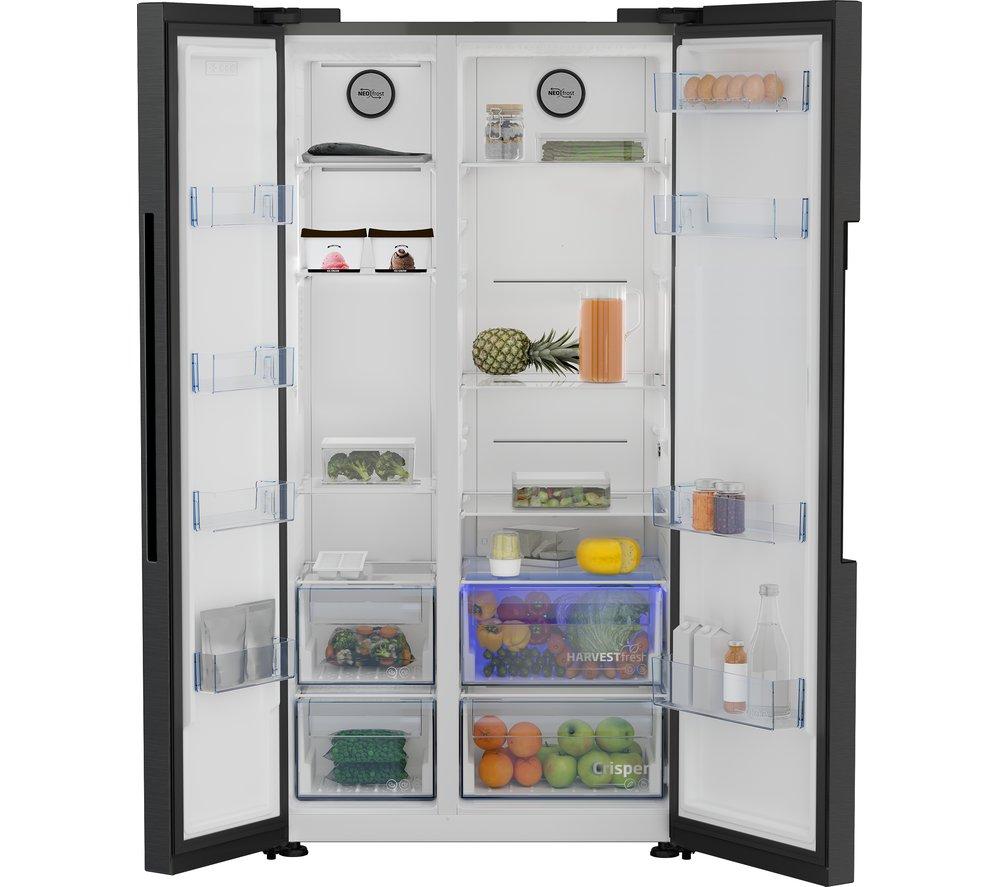 BEKO Pro HarvestFresh ASL1442VPZ American-Style Fridge Freezer - Black Steel image number 6 of 10