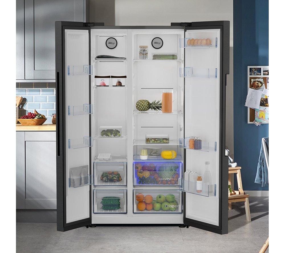 BEKO Pro HarvestFresh ASL1442VPZ American-Style Fridge Freezer - Black Steel image number 7 of 10