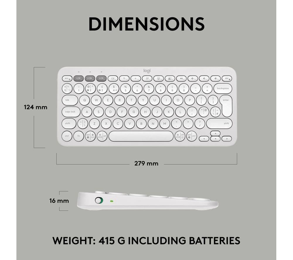 LOGITECH Pebble Keys 2 K380S Wireless Keyboard - White image number 9 of 11
