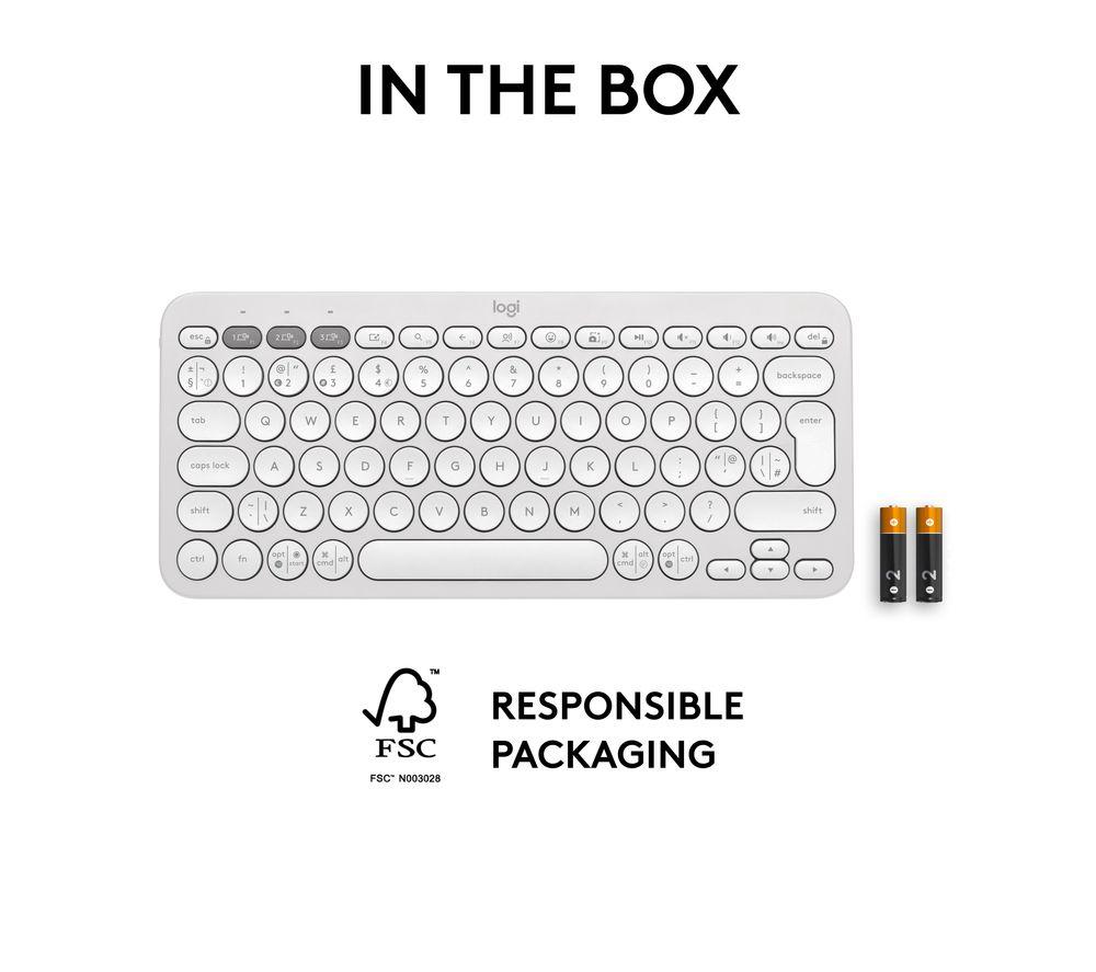 LOGITECH Pebble Keys 2 K380S Wireless Keyboard - White image number 10 of 11