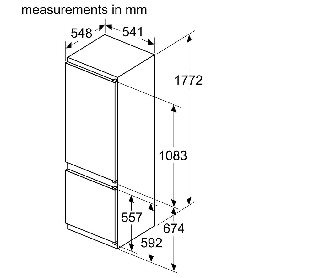 BOSCH Series 2 KIV87NSE0G Integrated 70/30 Fridge Freezer - Sliding Hinge image number 11 of 12