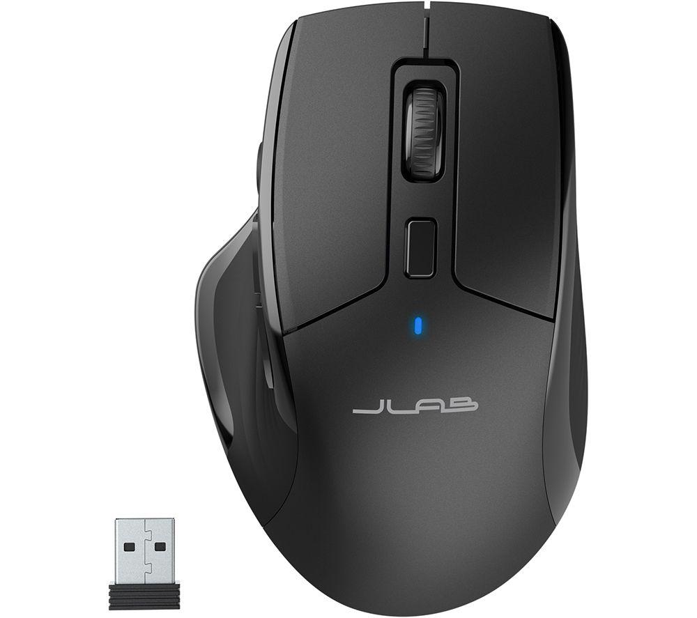 JLab JBuds Wireless Mouse, Connect via Bluetooth or USB Receiver, Multi Device Bluetooth Mouse, Ergonomic Full-Size Rechargeable Wireless Mice for Laptop Computer, PC, Tablet, Windows, Mac, Chrome OS