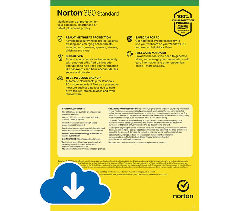NORTON 360 Standard - 1 year for 1 device, Download image number 2 of 8