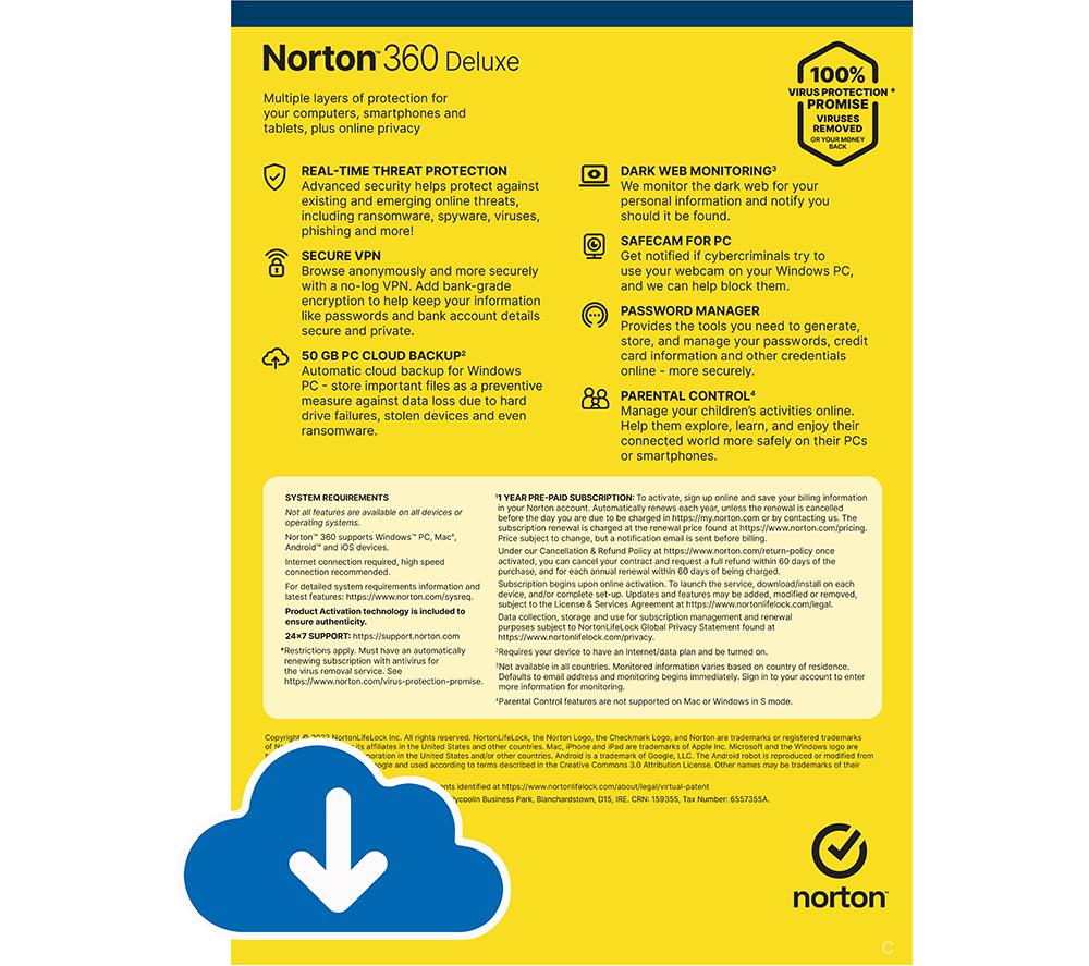 NORTON 360 Deluxe - 1 year for 5 devices, Download image number 3 of 9