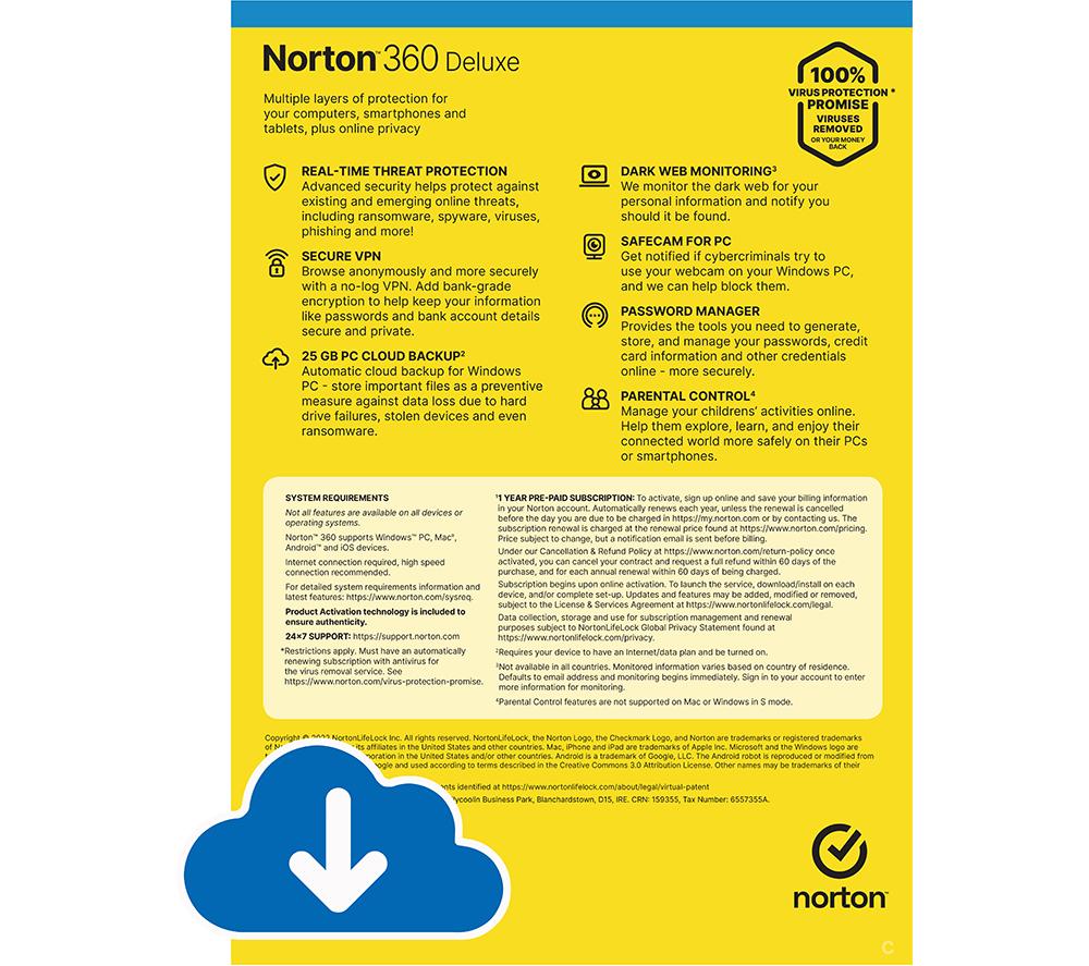 NORTON 360 Deluxe - 1 year for 3 devices, Download image number 2 of 8