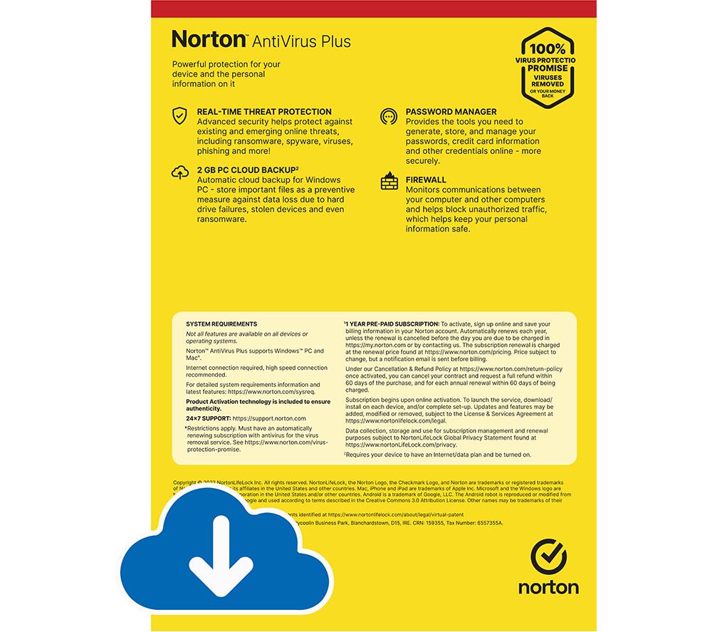 NORTON AntiVirus Plus - 1 year for 1 device, Download image number 2 of 7