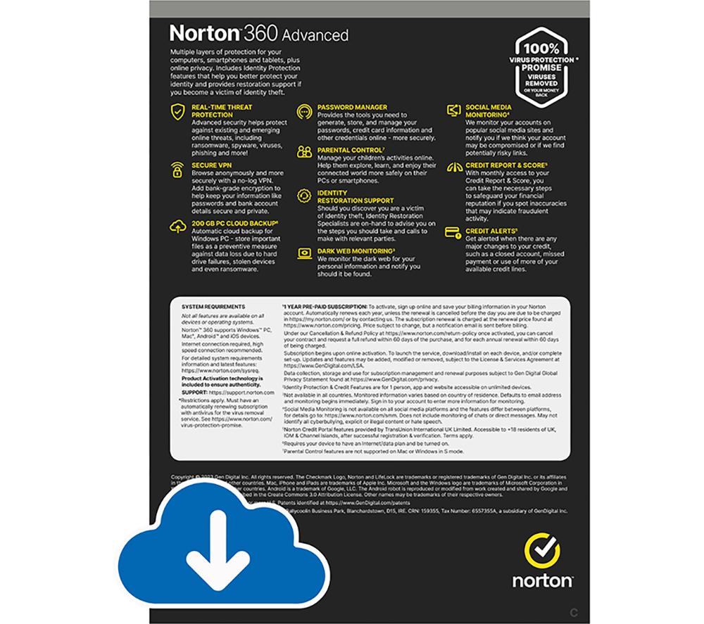 NORTON 360 Advanced - 1 year for 10 devices, Download image number 2 of 10