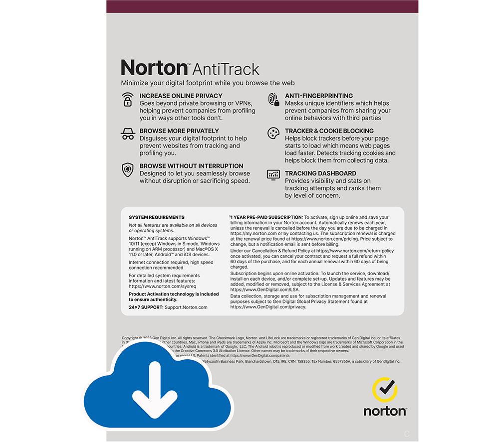 NORTON AntiTrack - 1 year for 1 device, Download image number 2 of 6