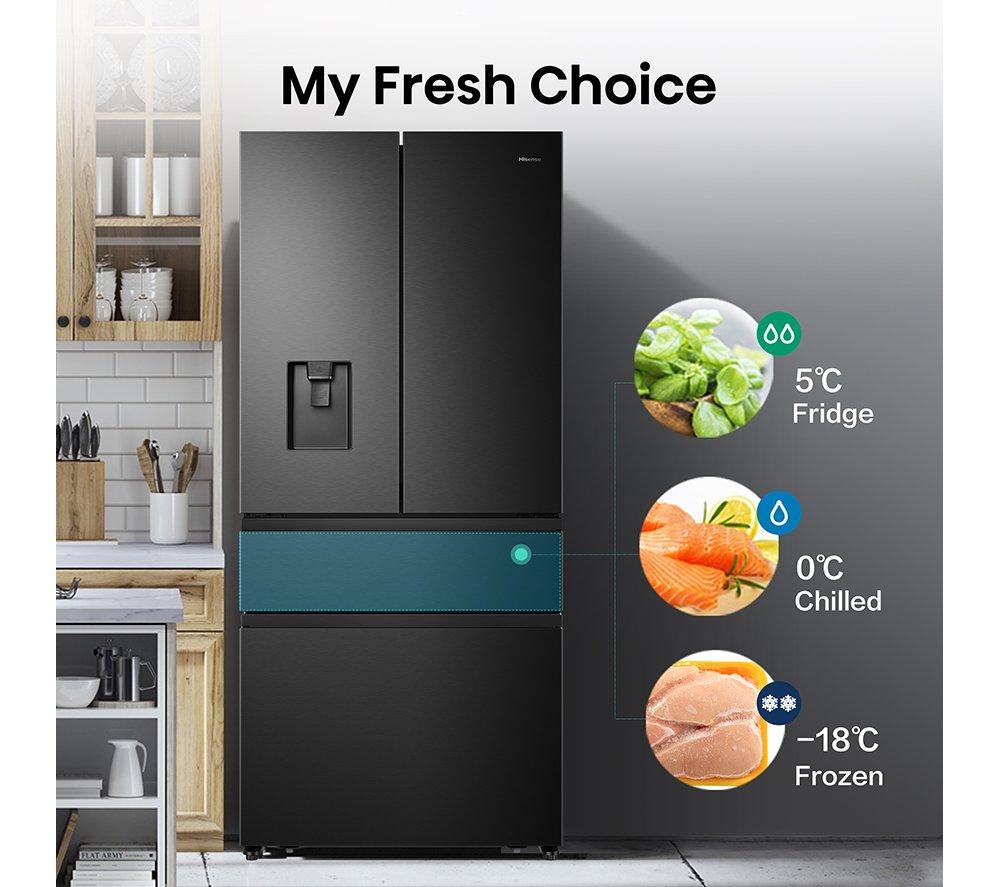 HISENSE PureFlat RF540N4WFE Fridge Freezer - Black Stainless Steel image number 5 of 13