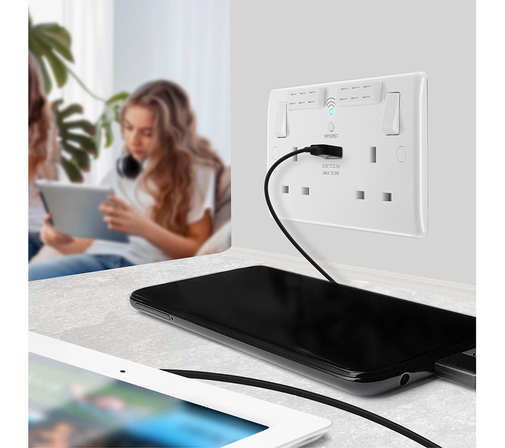 BG ELECTRICAL 822UWR Double Wall Socket with WiFi Extender & USB - White image number 8 of 8