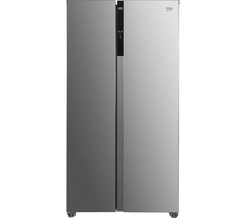 Image of BEKO Frost Free ASL1532PX American-Style Fridge Freezer - Brushed Steel, Brushed Steel