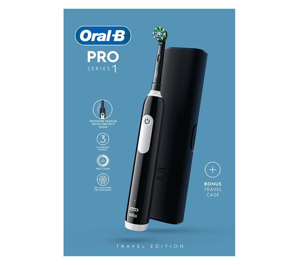 ORAL-B Pro 1 Cross Action Electric Toothbrush & Travel Case - Black