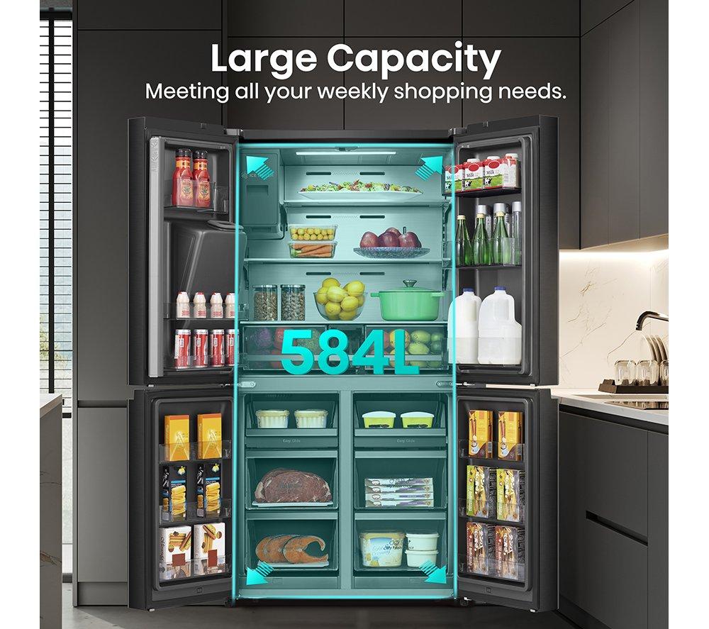 HISENSE PureFlat RQ760N4SBFE American-Style Smart Fridge Freezer - Black Stainless Steel image number 6 of 13