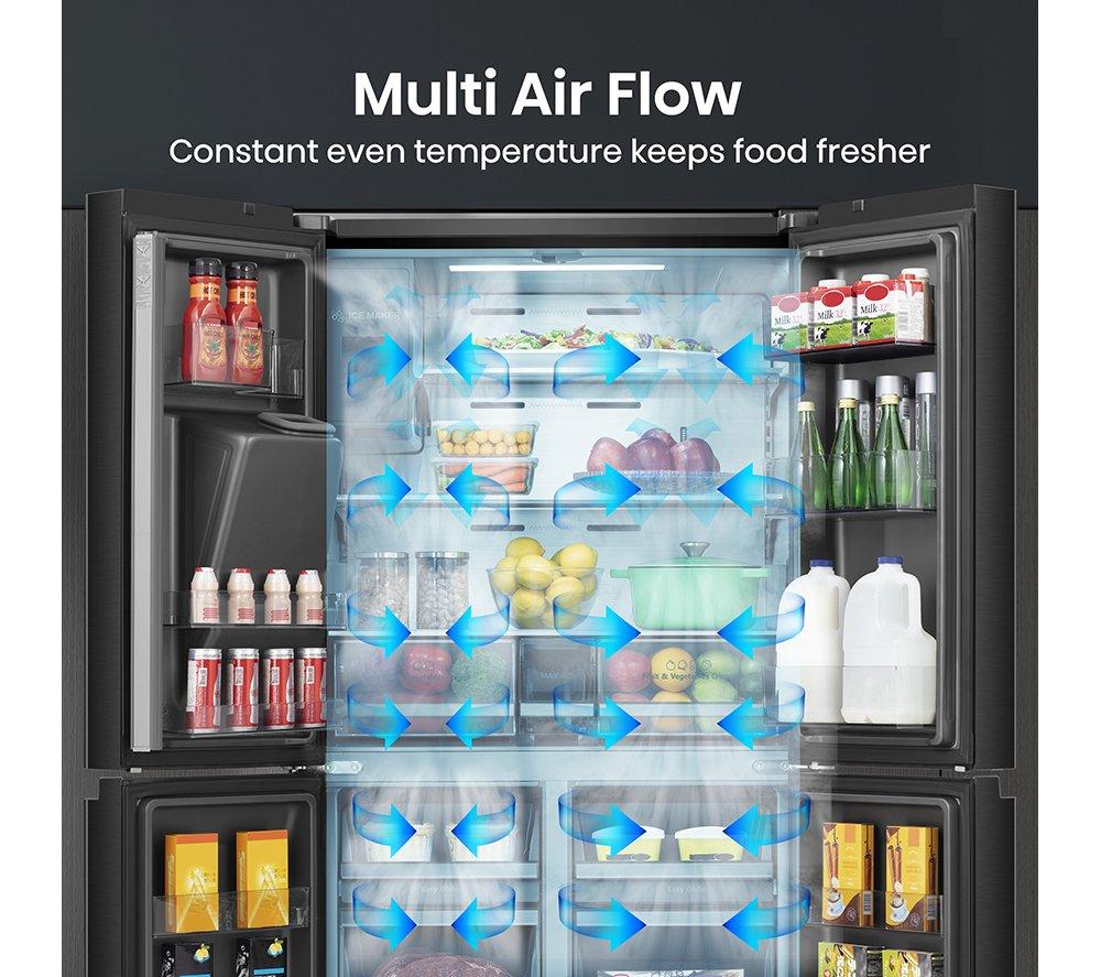 HISENSE PureFlat RQ760N4SBFE American-Style Smart Fridge Freezer - Black Stainless Steel image number 7 of 13