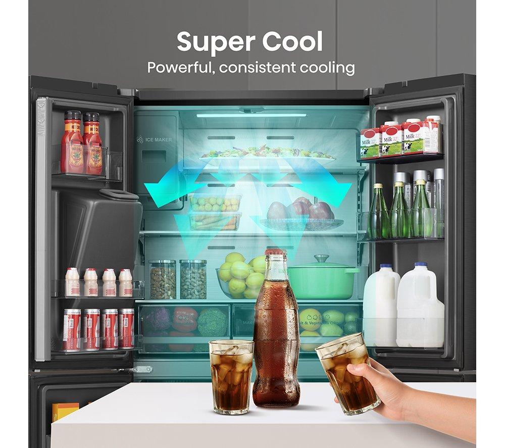HISENSE PureFlat RQ760N4SBFE American-Style Smart Fridge Freezer - Black Stainless Steel image number 11 of 13