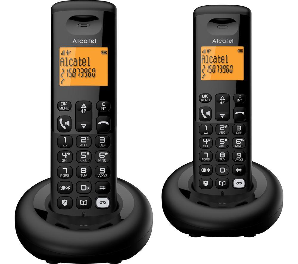 ALCATEL E260 Svoice TAM Cordless Phone - Twin Handsets, Black