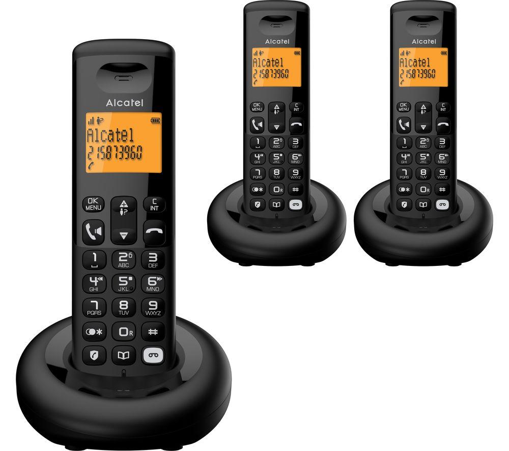 ALCATEL E260 Svoice TAM Cordless Phone - Triple Handsets, Black