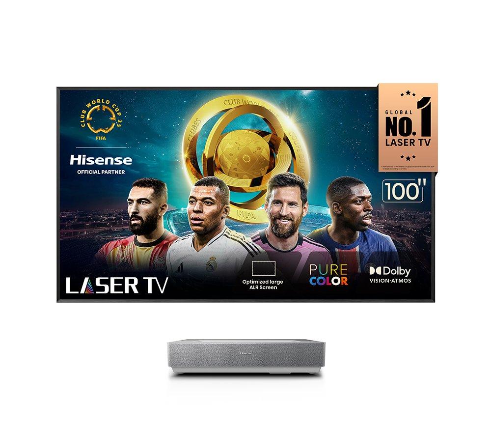 HISENSE 100L5HTUKD Smart 4K Ultra HD HDR Laser TV with Amazon Alexa, Silver/Grey