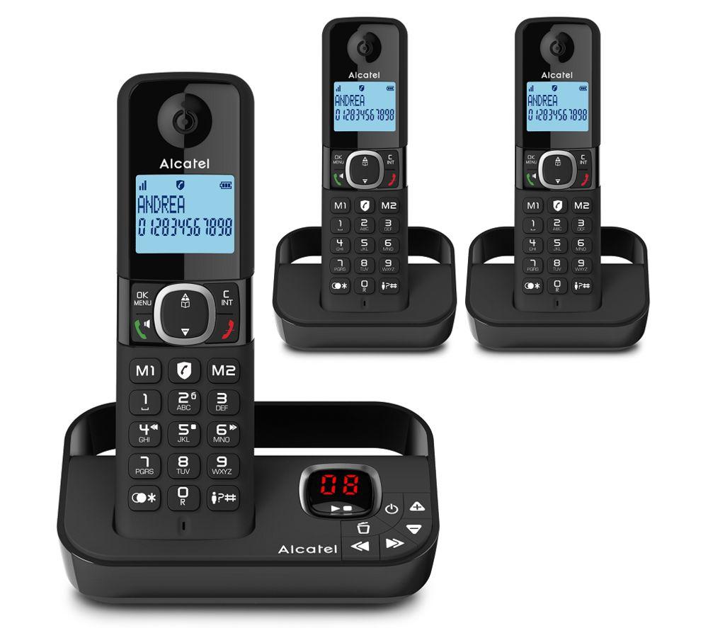 ALCATEL F860 Voice TAM ATL1425239 Cordless Phone - Triple Handsets, Black, Black