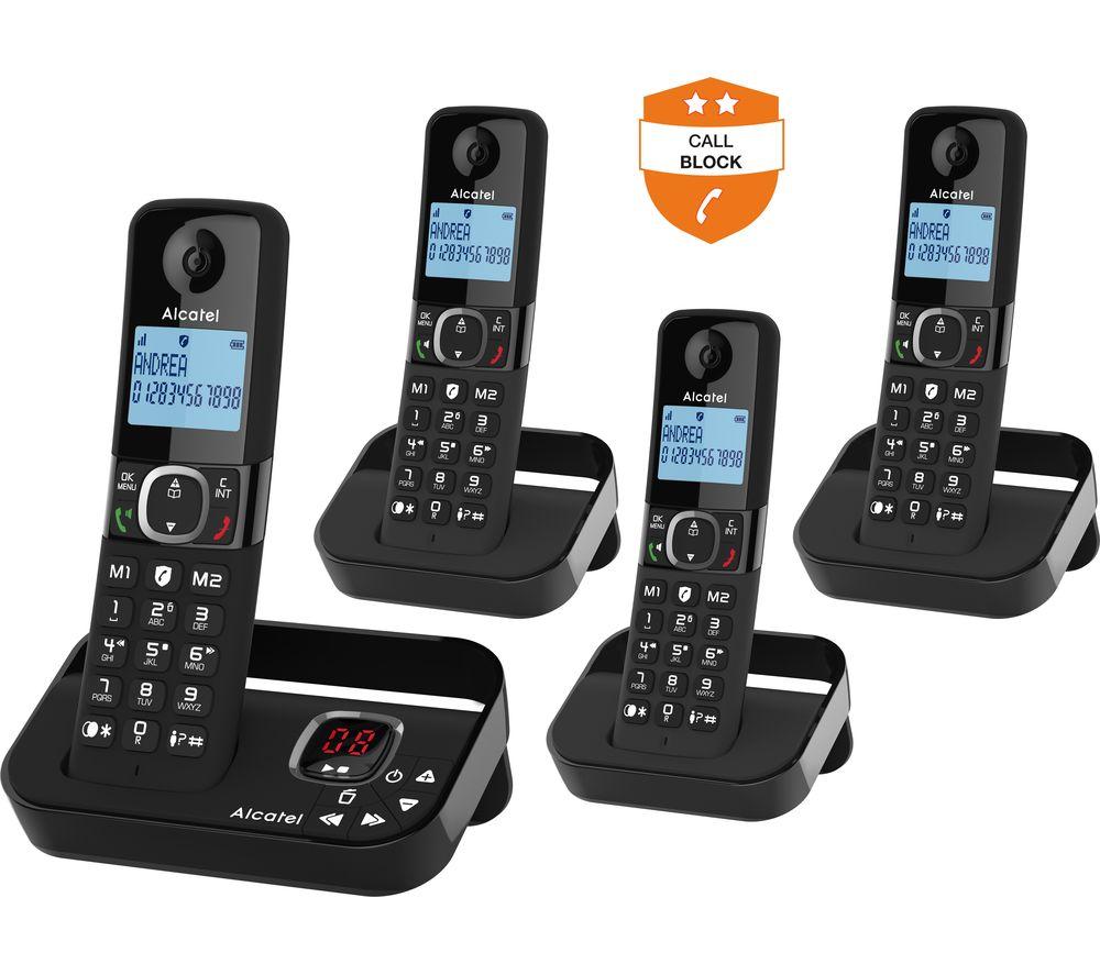 Image of ALCATEL F860 Voice TAM ATL1427554 Cordless Phone - Quad Handsets, Black