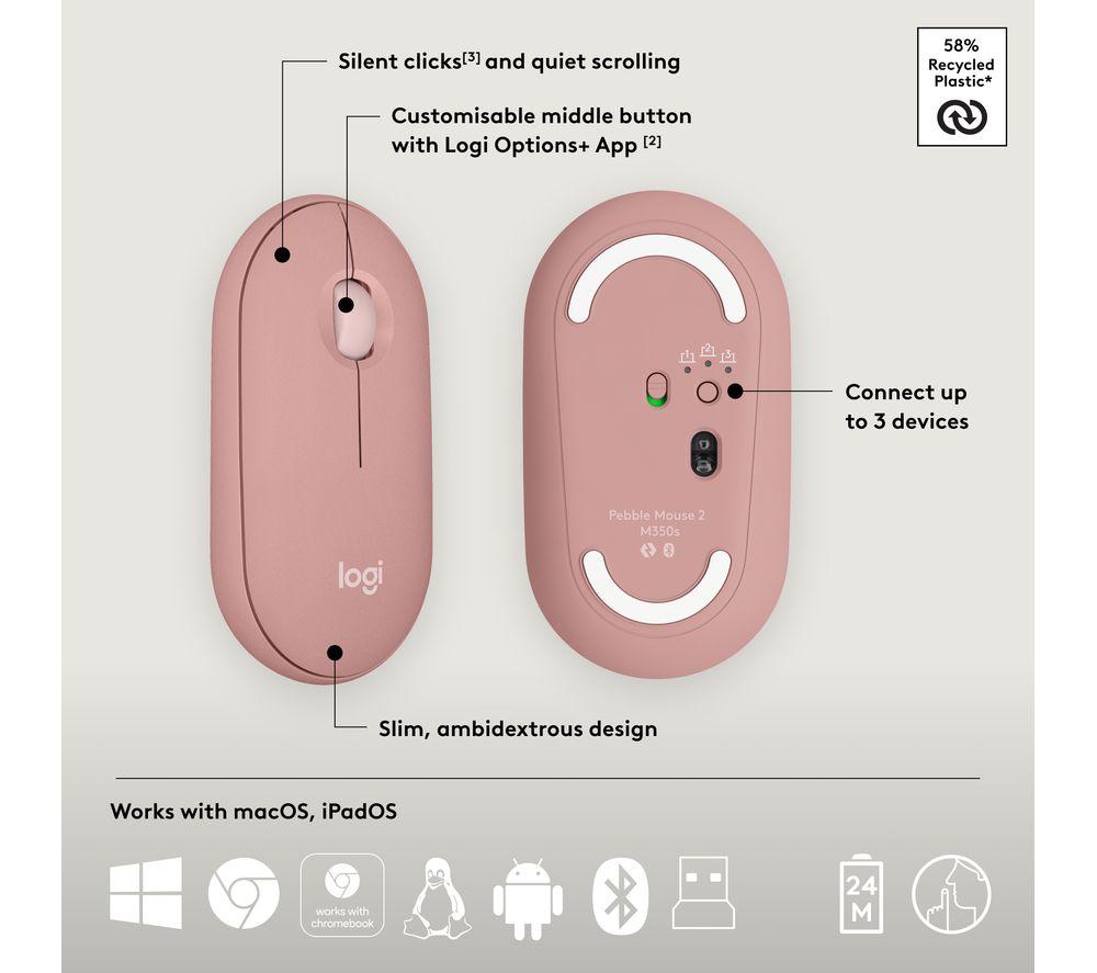 LOGITECH Pebble 2 MK380 Wireless Keyboard & Mouse Set - Rose image number 6 of 10