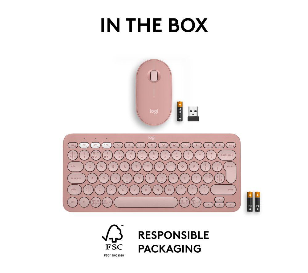 LOGITECH Pebble 2 MK380 Wireless Keyboard & Mouse Set - Rose image number 9 of 10